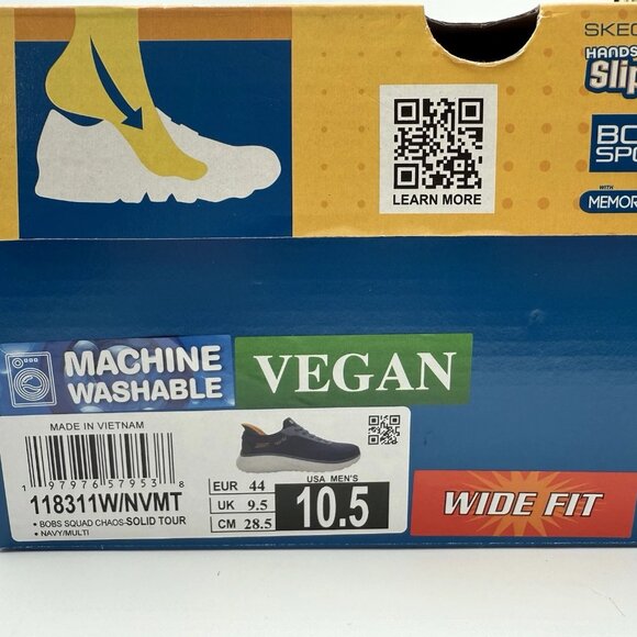 Skechers Men's Wide Fit Hands Free Slip Ins Squad Chaos Solid Tour Sneaker Navy - Picture 11 of 12